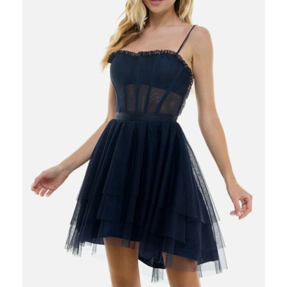 NWT City Studio Lace Tulle Tiered Mini Party Dress Size 9/10 Fairy Whimsygoth - Picture 8 of 8